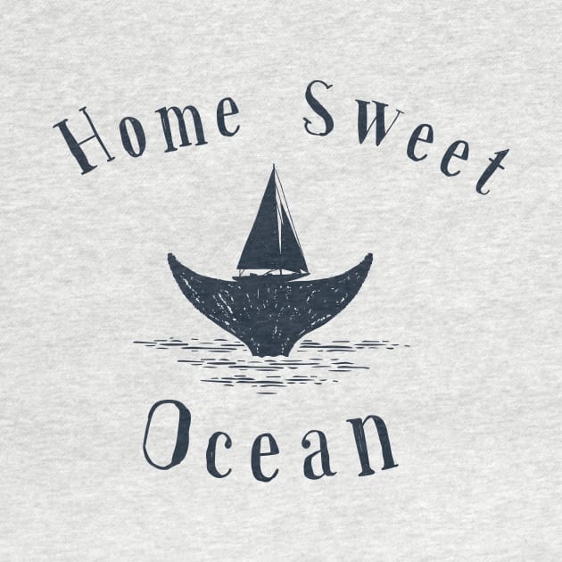 Home Sweet Ocean with a Sailing Boat and a Whale by SeaAndLight